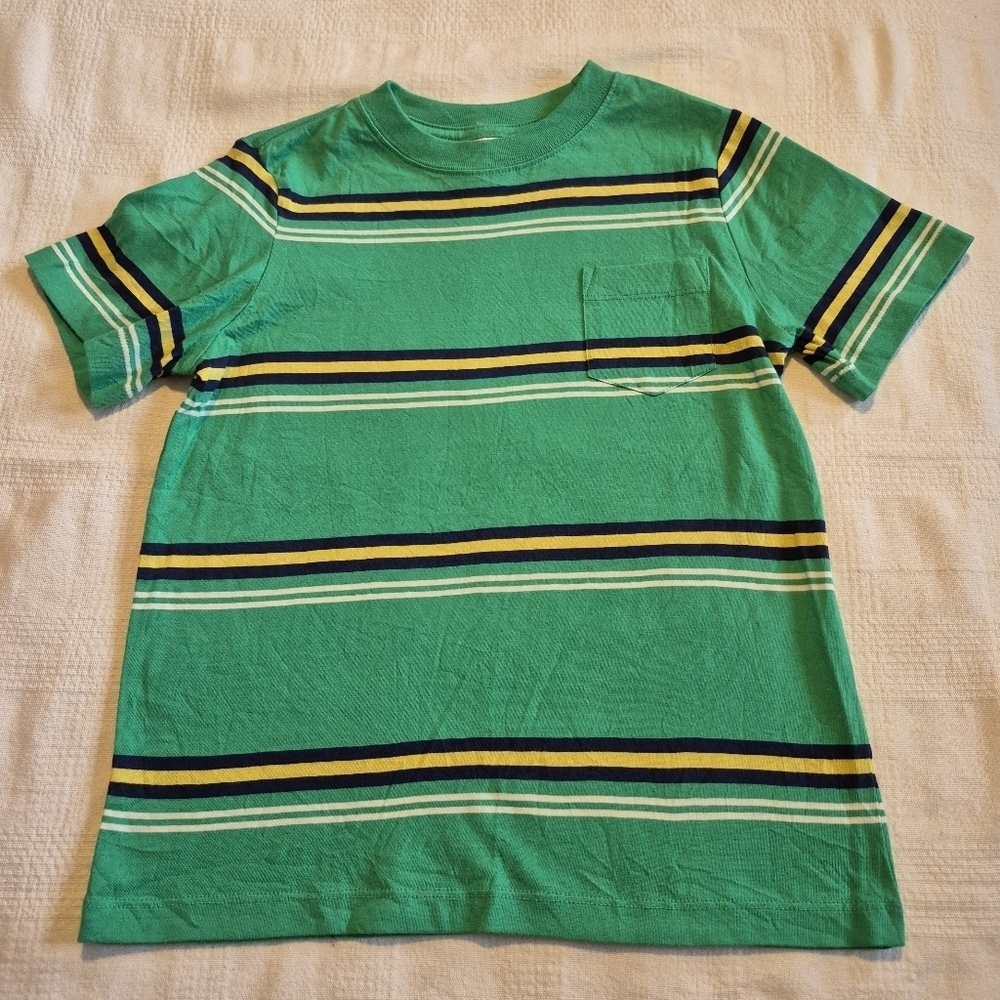 Hanna Andersson boys size 120 or 6-7 green striped shirt NWOT
